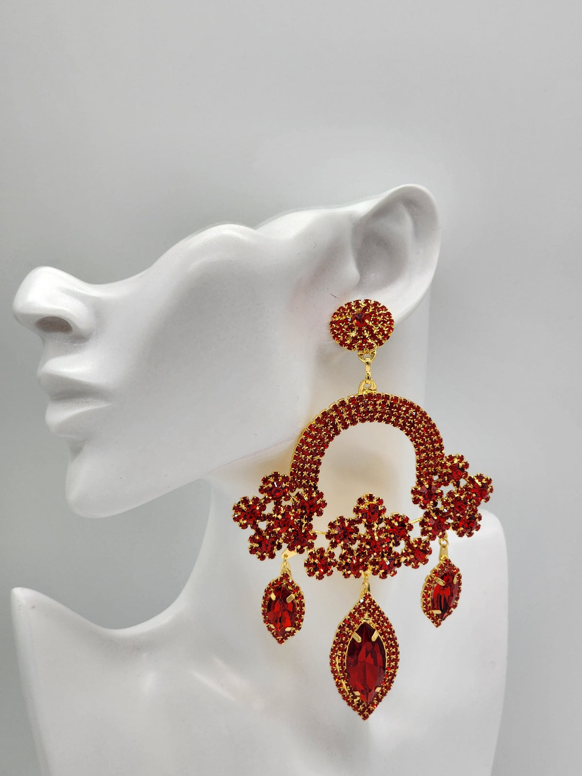 Emery Drop Earrings ( Red )