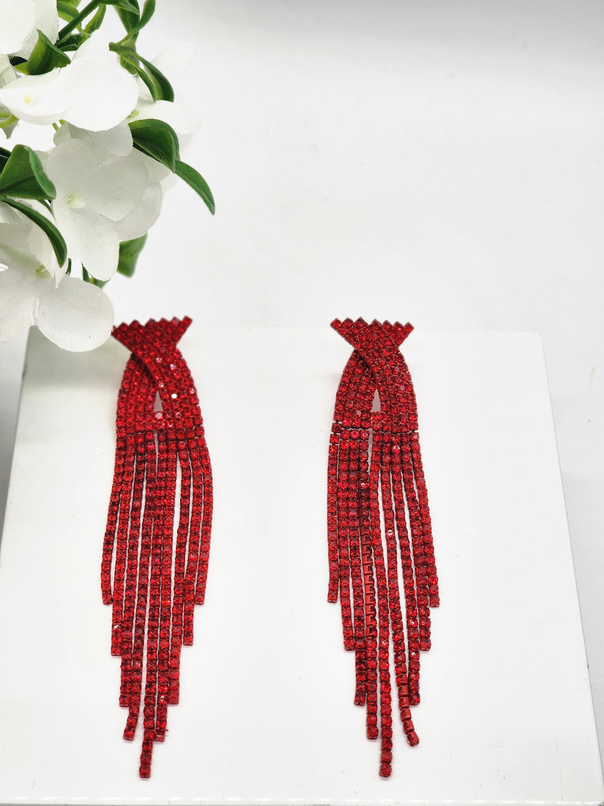 Delphine Dangle Earrings ( Red )