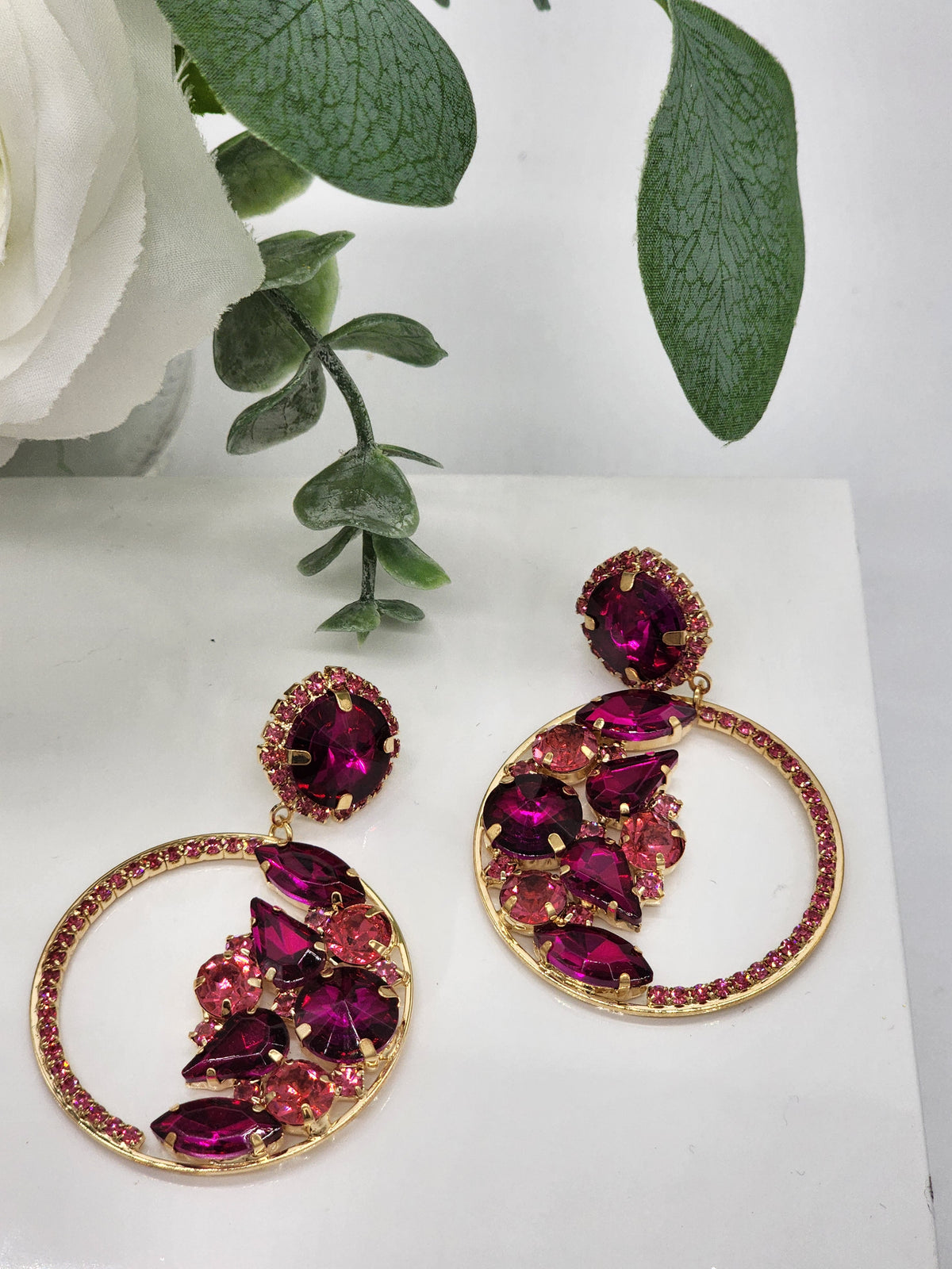 Glamour Girl Hoop Earrings (pink)