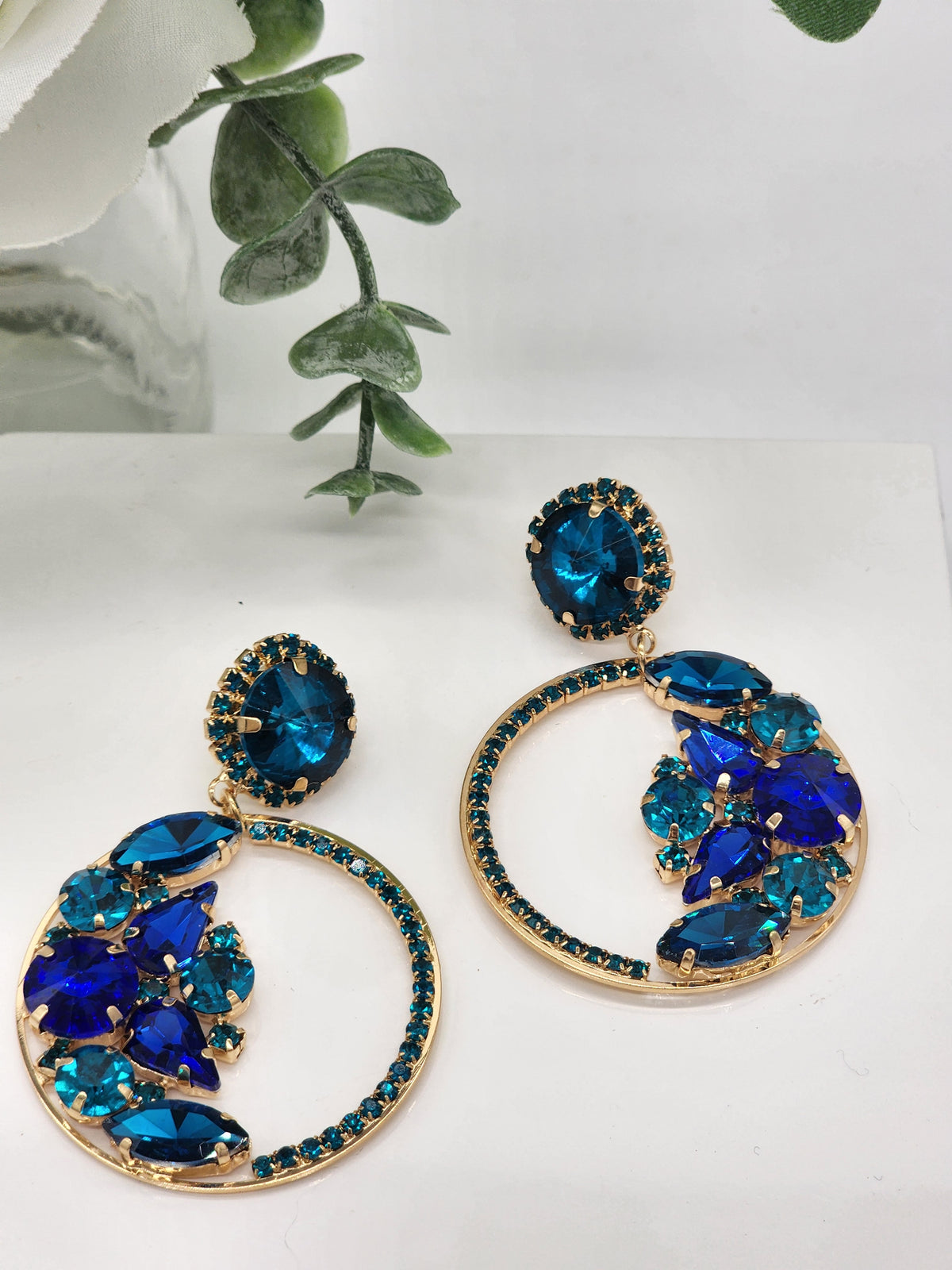 Glamour Girl Hoop Earrings (sapphire Blue)