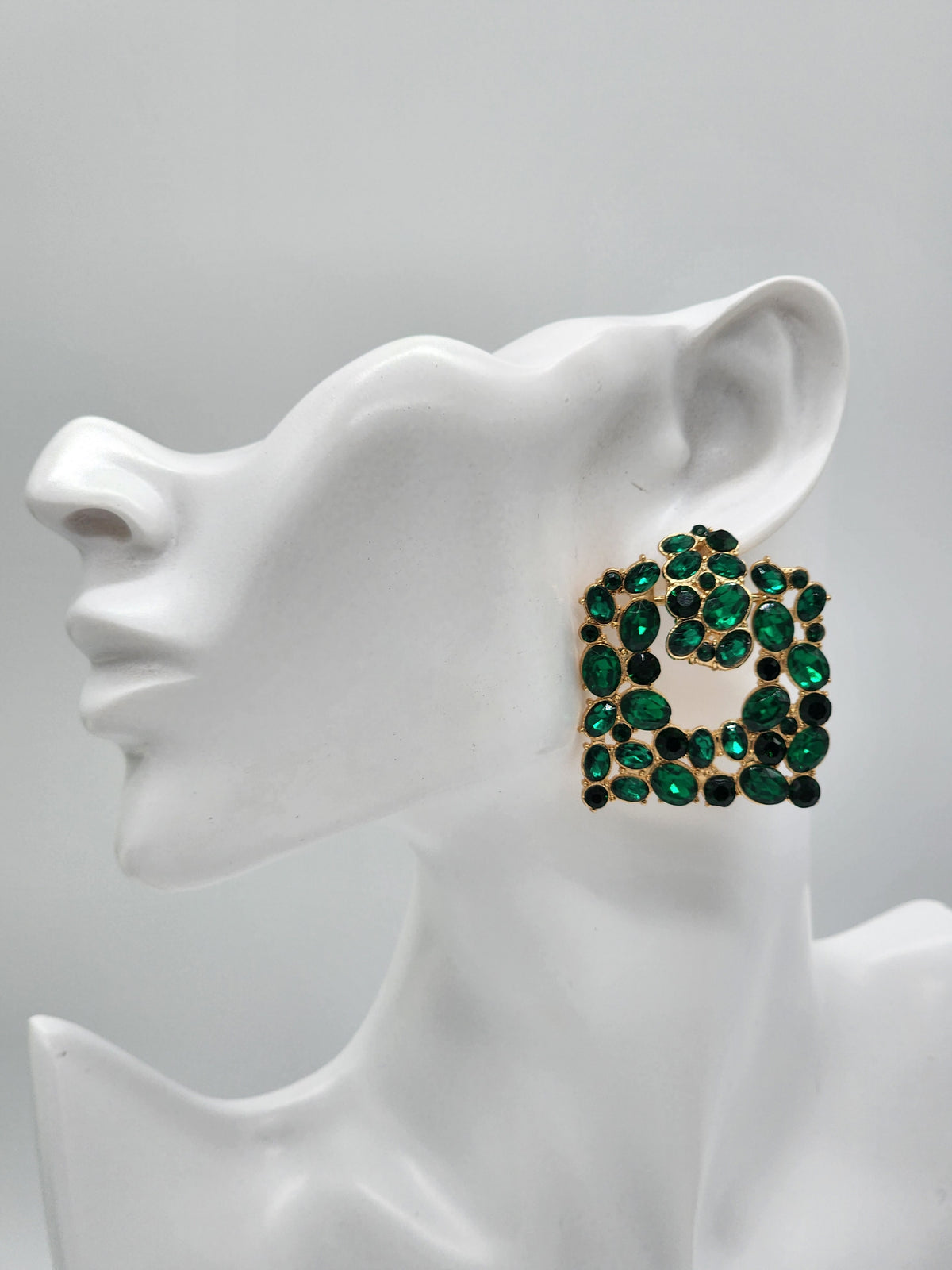 Liya Square Earrings (Green)