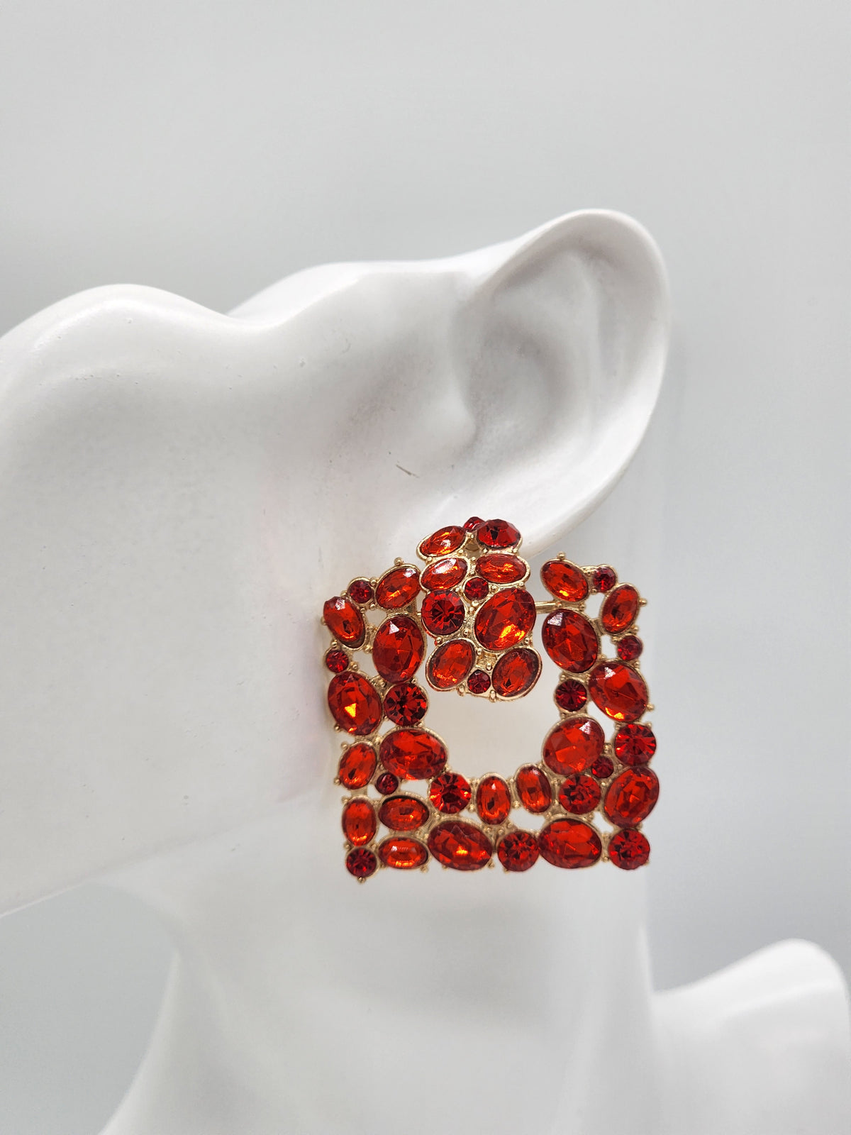 Liya Square Earrings ( Red )