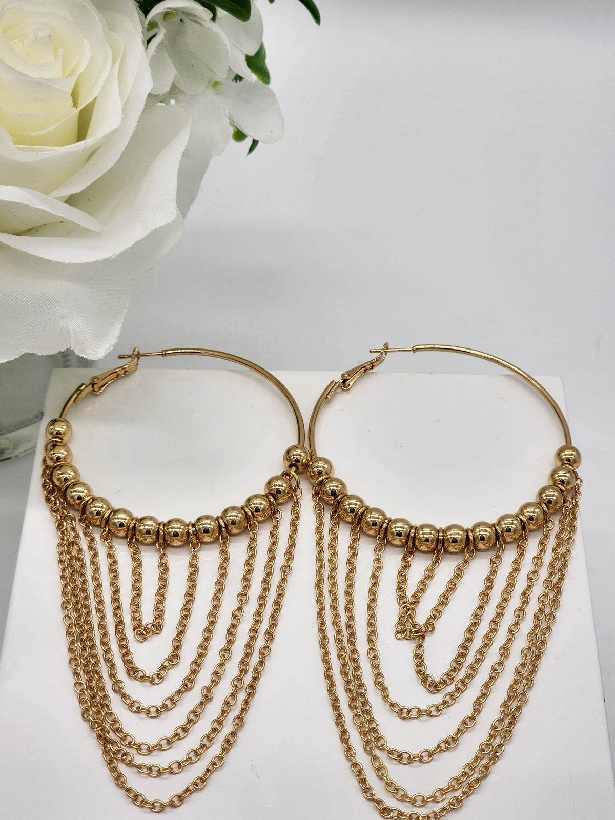 Brooke Pearl Hoop Earrings (Gold)