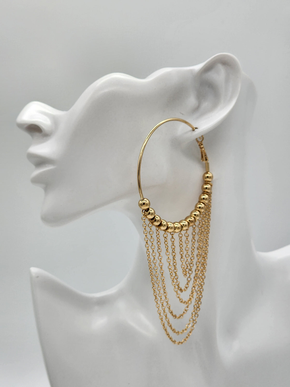 Brooke Pearl Hoop Earrings (Gold)