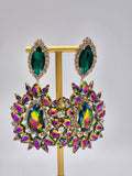 Ameri Drop Earrings Clip-Ons( Green multi-colored )