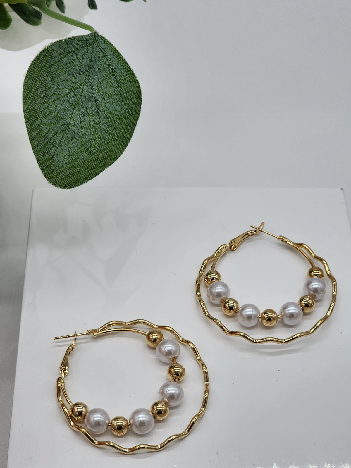 Ashley Gold & Pearl Hoop Earrings