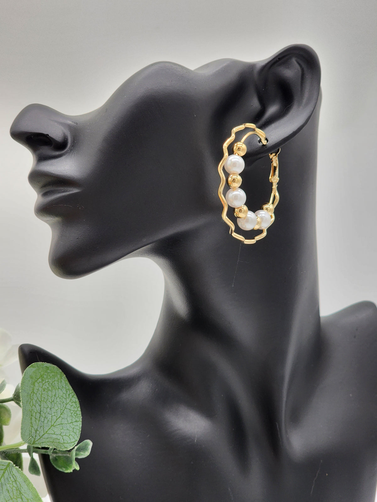 Ashley Gold & Pearl Hoop Earrings