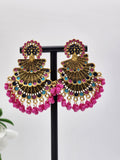 Golden Peacock Earrings (Pink)