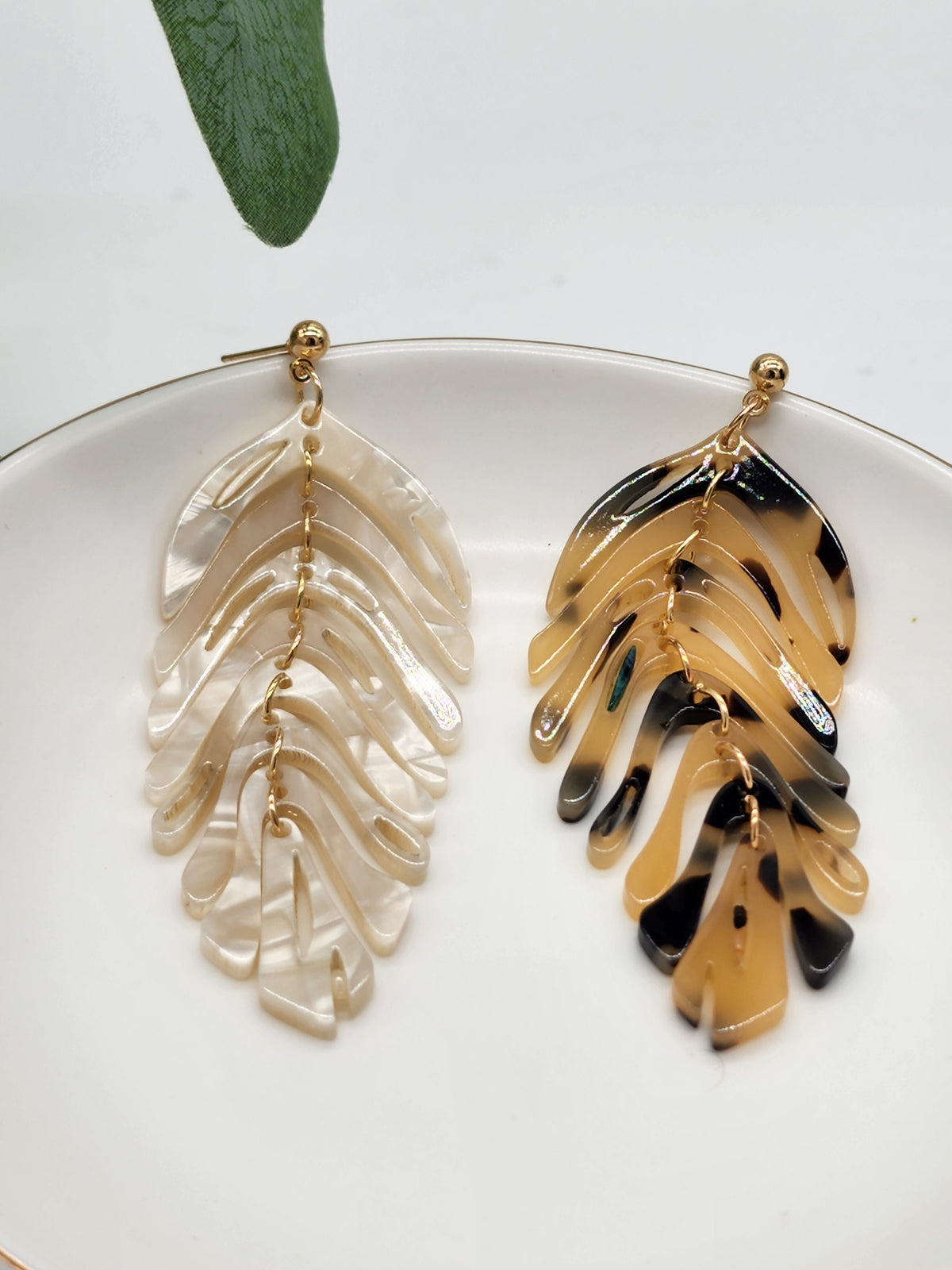 Tropical Leaf Drop Earrings