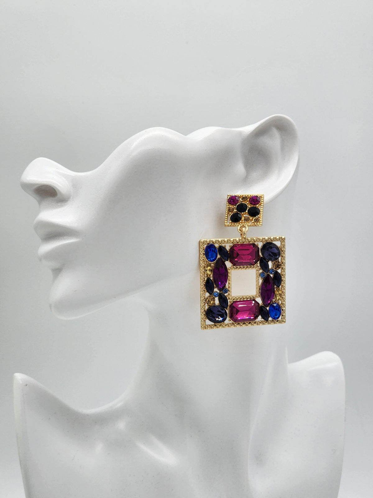 Multicolor Square Drop Earrings