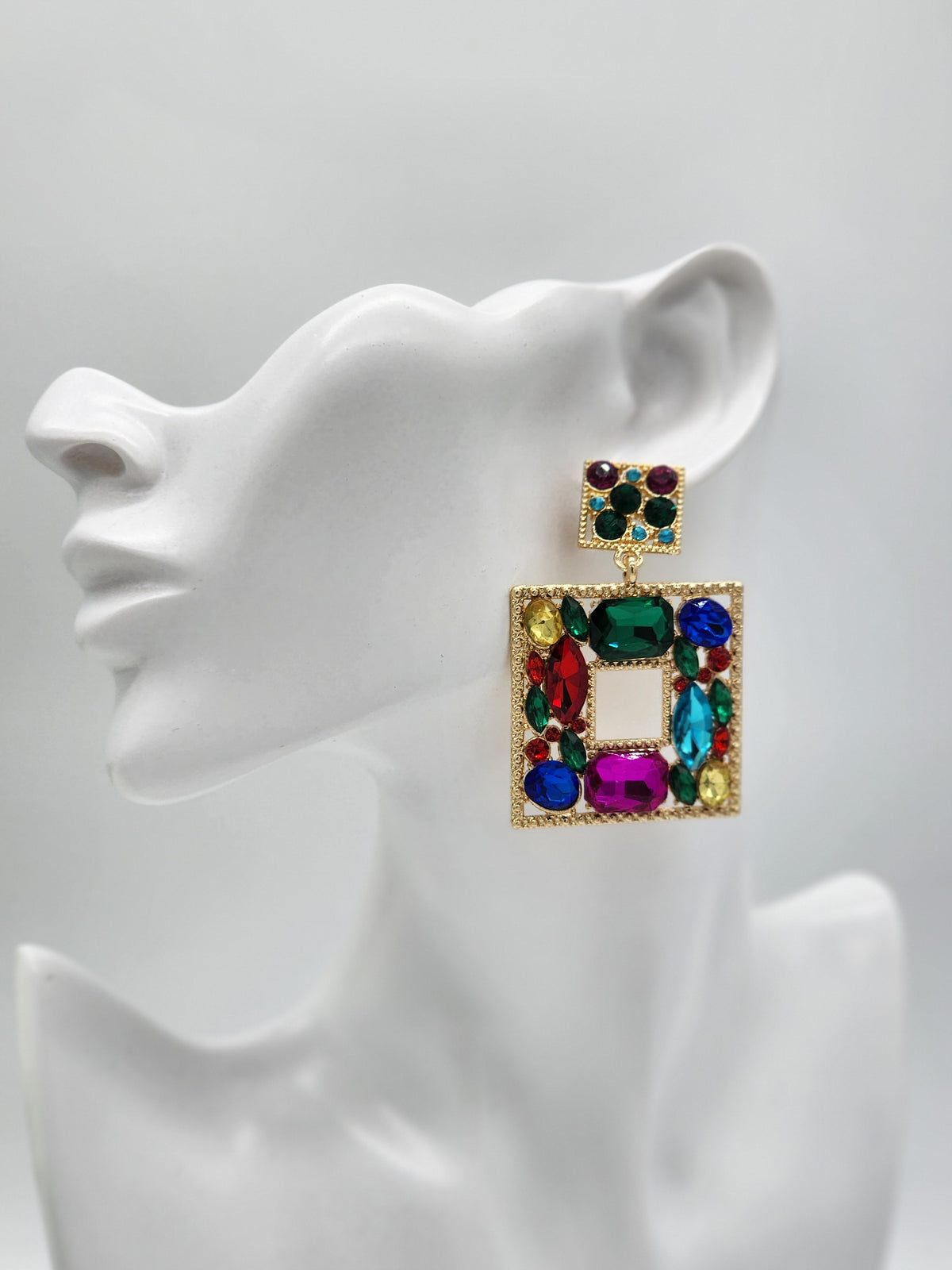 Multicolor Square Drop Earrings