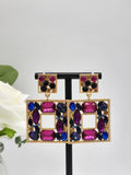 Multicolor Square Drop Earrings