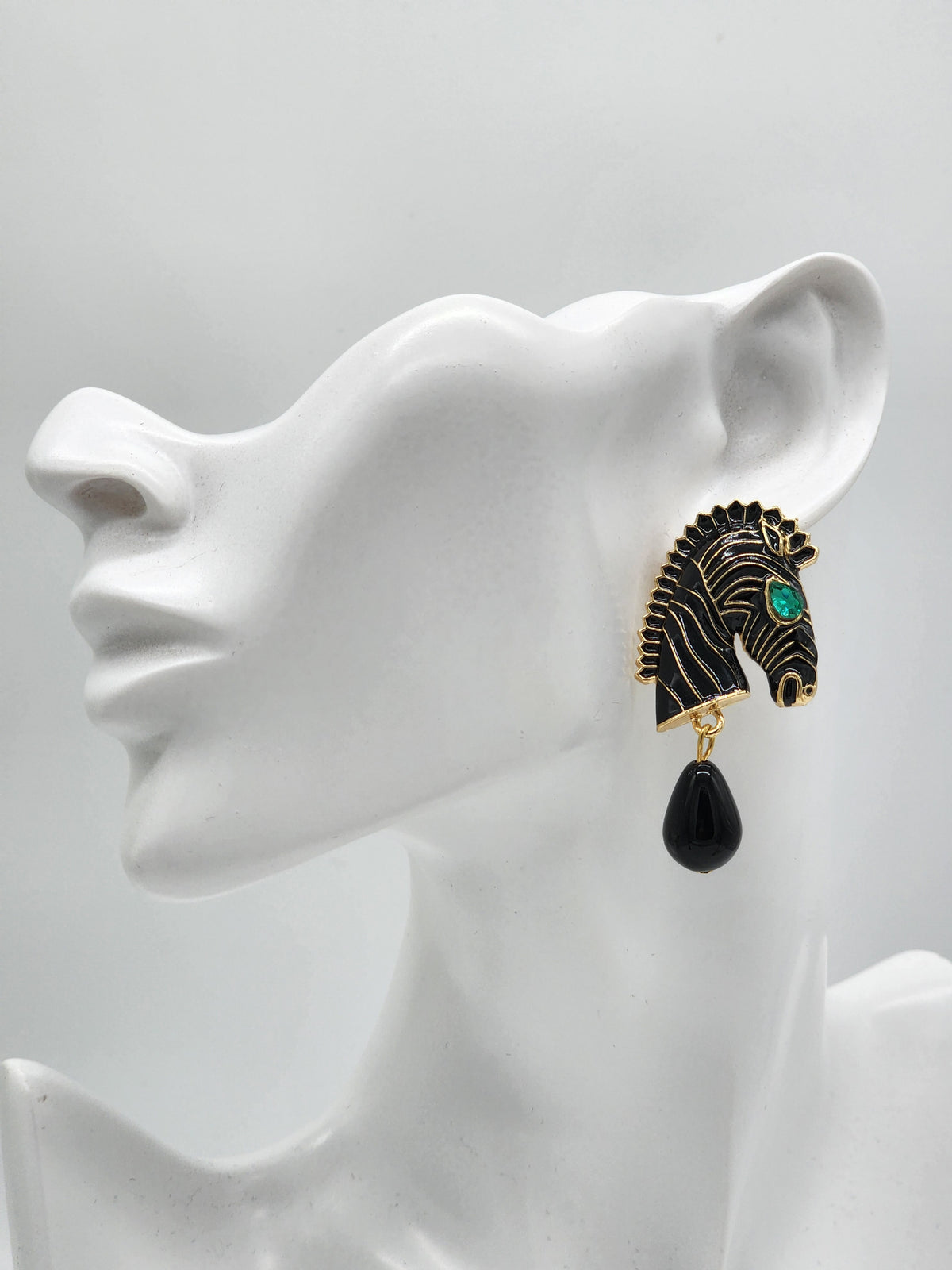 Horse Drop Statement Earrings