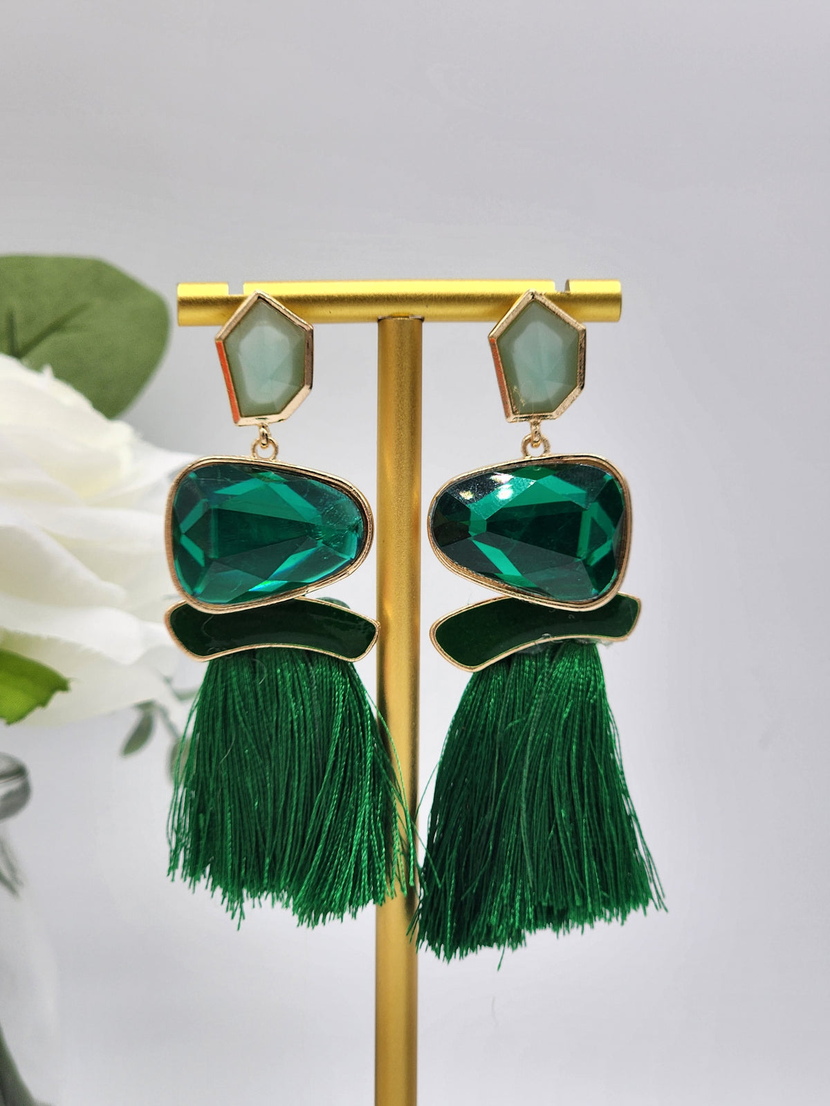 Green Mood Tassel Earrings