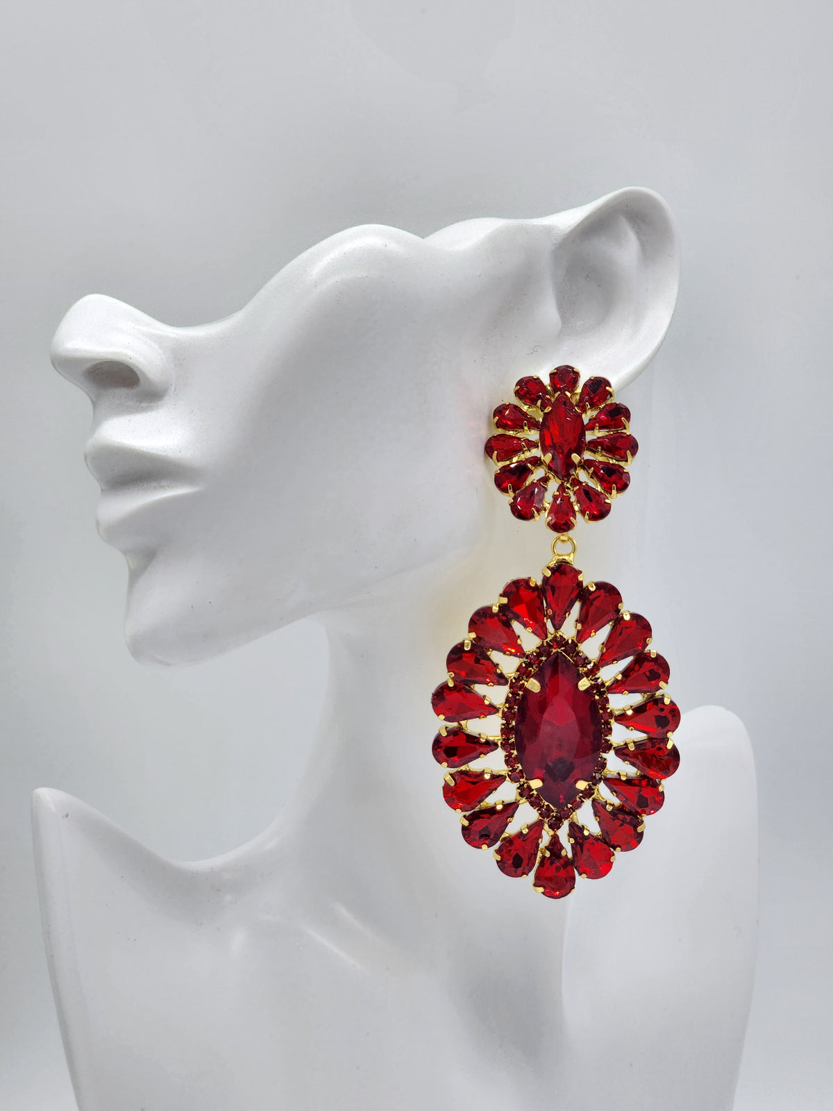 Magna Drop Earrings (Light Peach, Red )