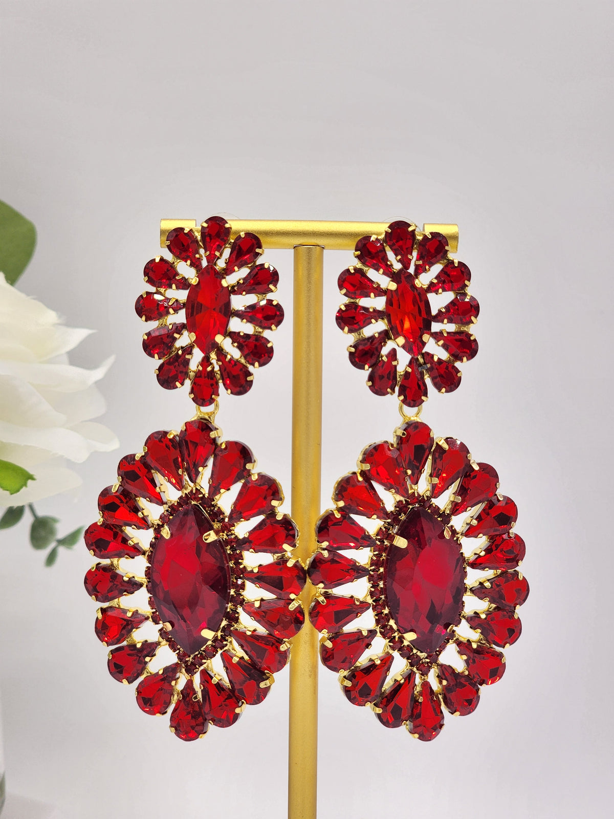 Magna Drop Earrings (Light Peach, Red )