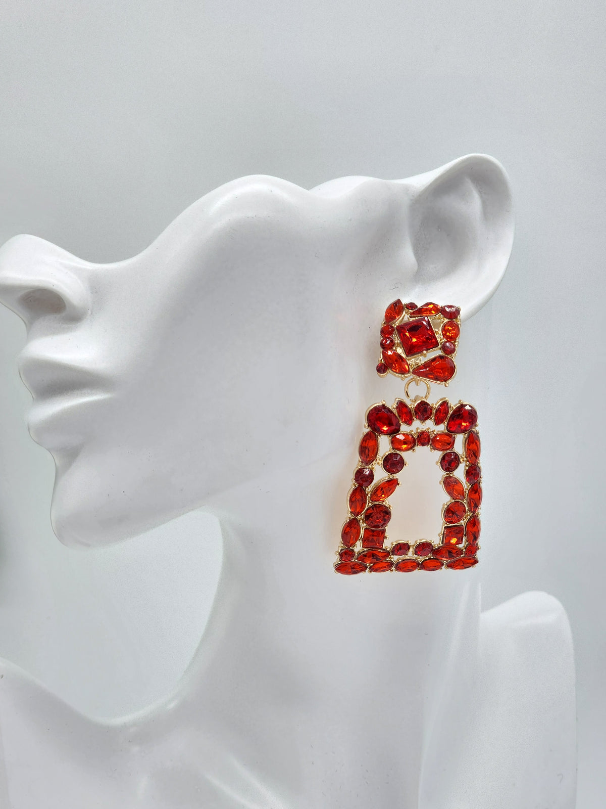 Jelissa Drop Earrings ( Red )