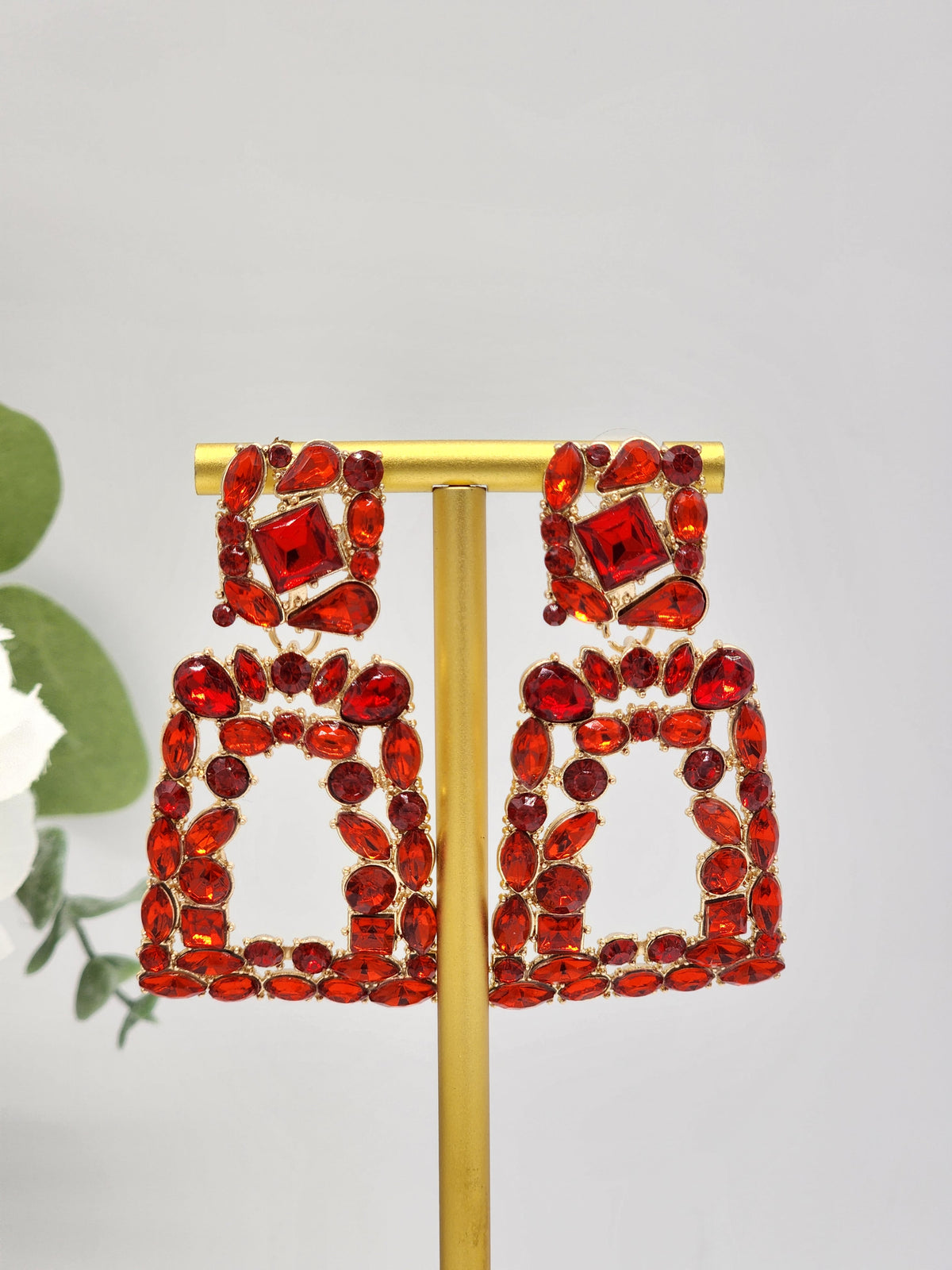 Jelissa Drop Earrings ( Red )